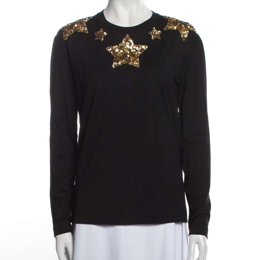 Dolce Gabbana top embroidered stars gold. Medium.